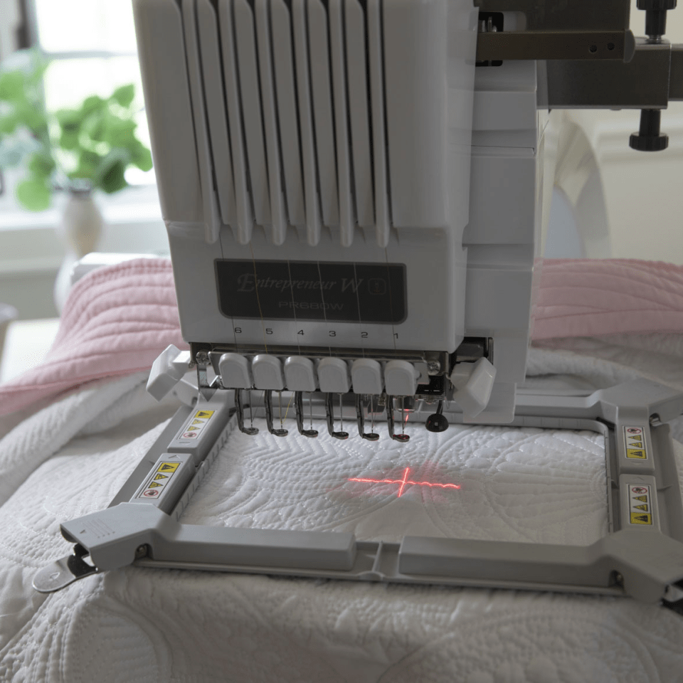laser guide on multi-needle embroidery machine pr680w