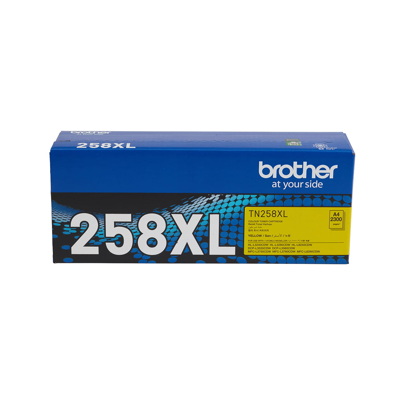 yellow high yield toner cartridge tn258xl carton