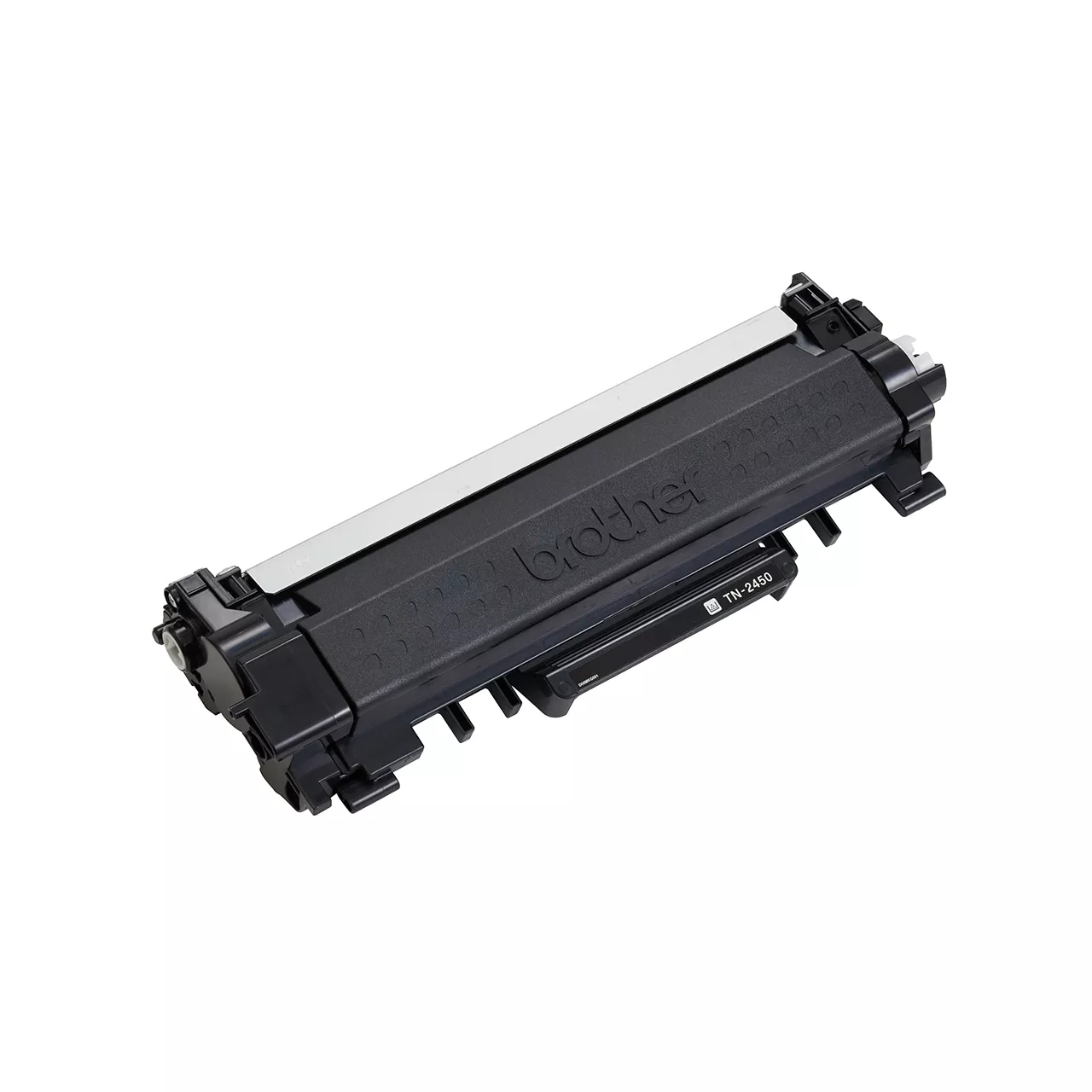 black high yield toner cartridge tn2450 out of carton facing right.