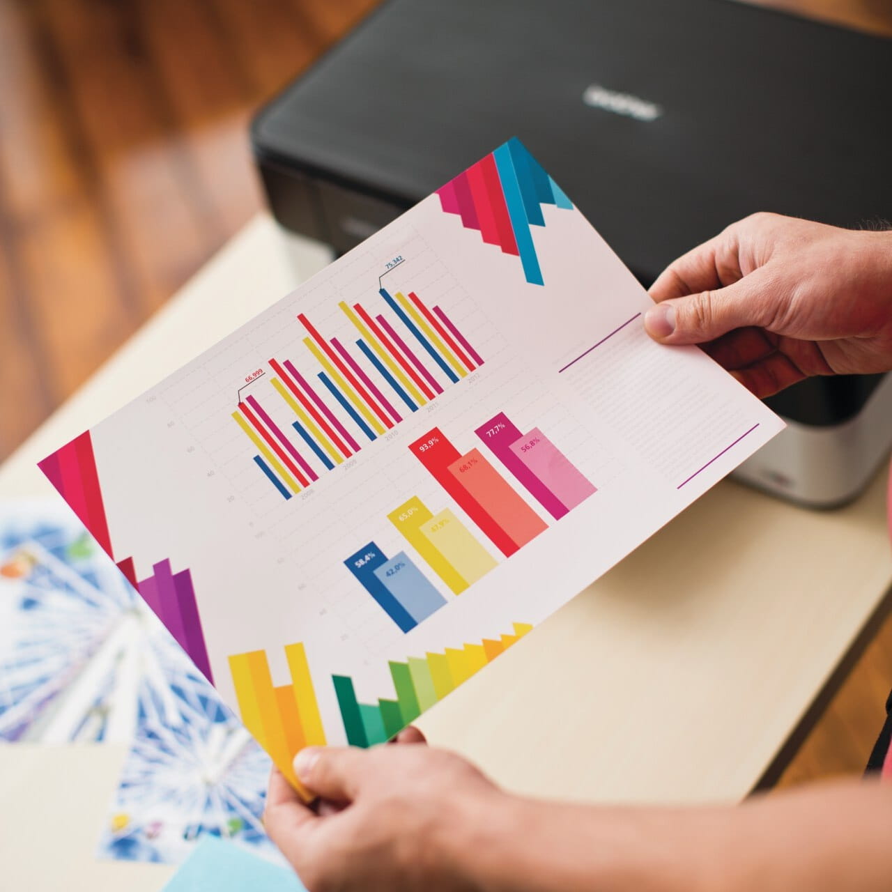 Brother DCP-J4120DW printer printing a colour page