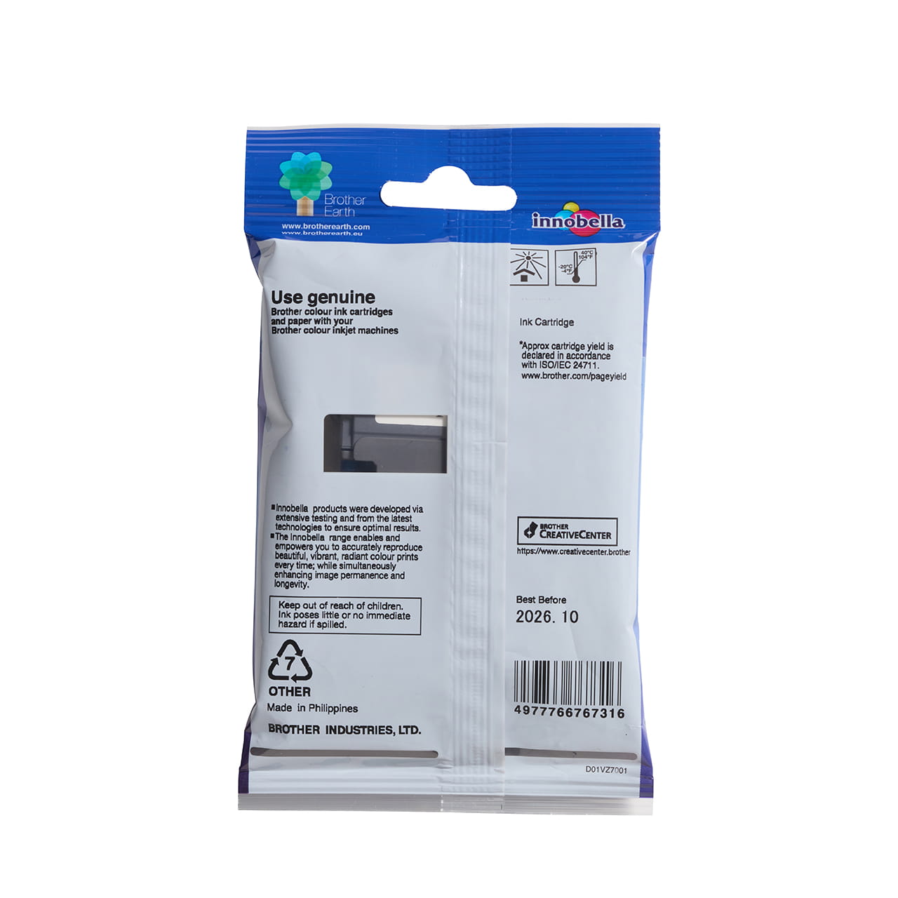 Cyan high yield ink cartridge LC3317C package facing back
