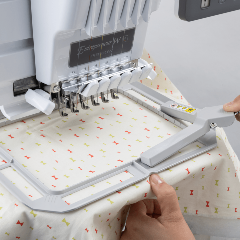 embroidery hoop on brother multi-needle embroidery machine pr680w