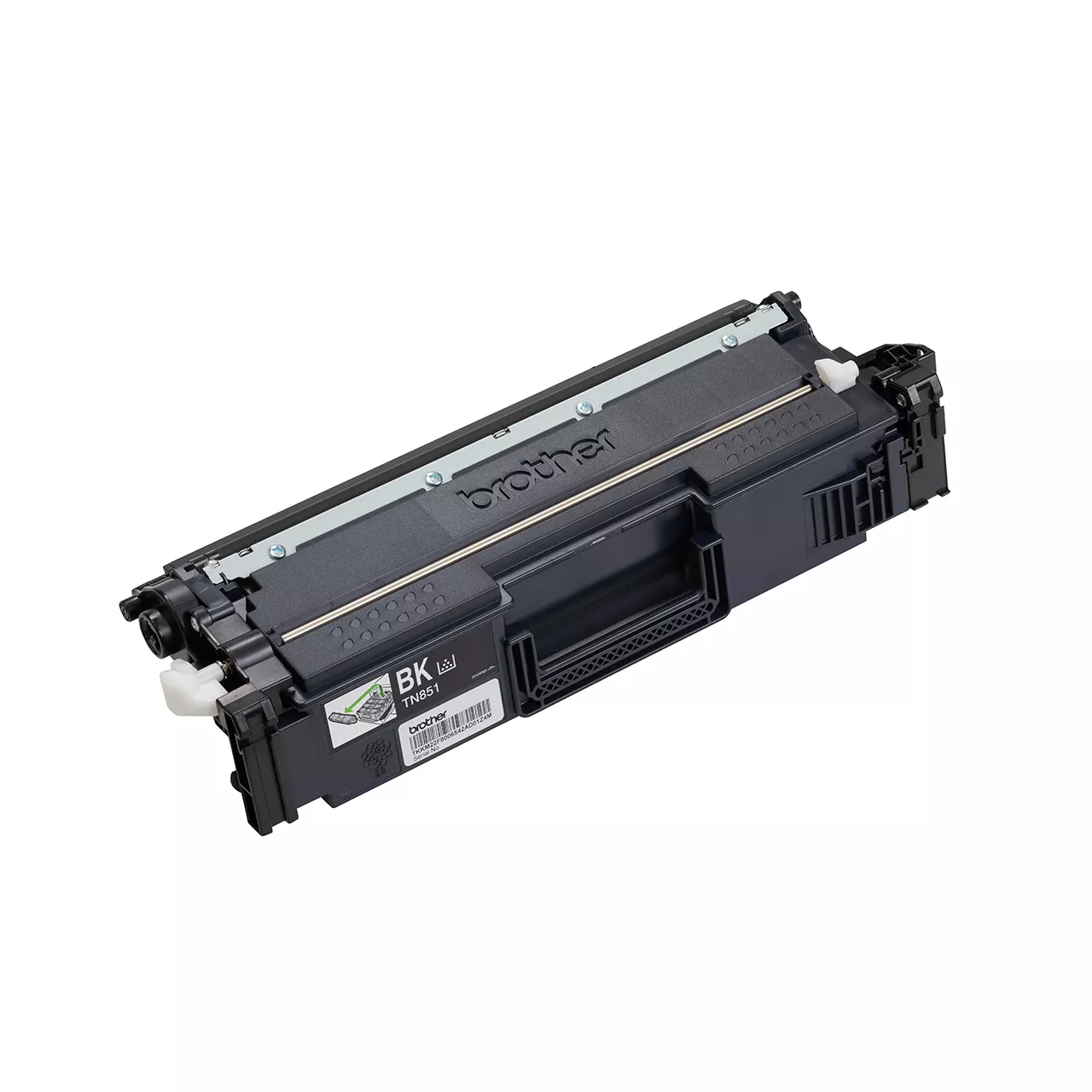 black standard yield toner cartridge tn851 out of carton facing right.