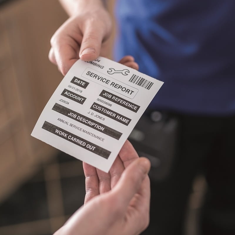 portable printer rj-4 series printed receipt