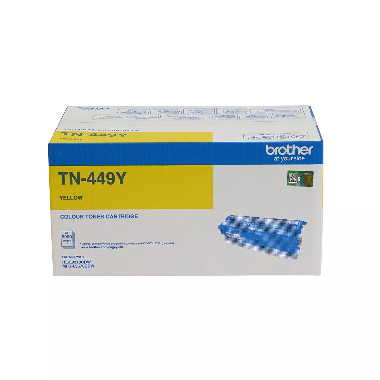 yellow ultra high yield toner cartridge tn449 carton.