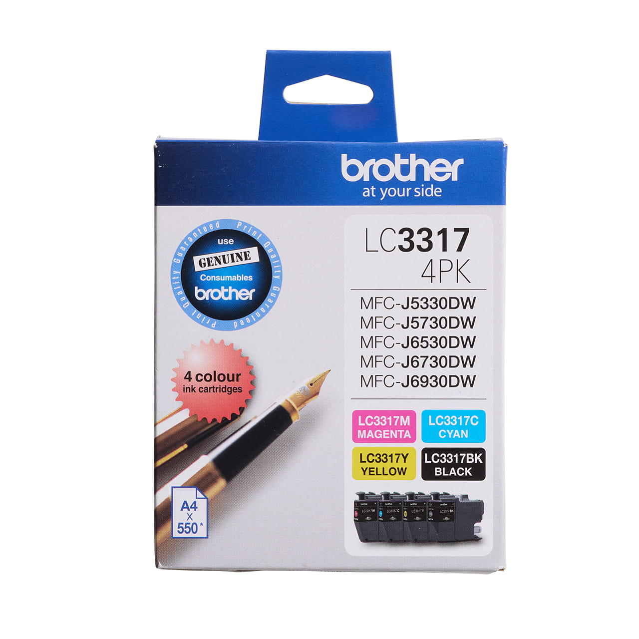 4 Colour Ink Value Pack package facing forward - includes LC3317C; LC3317M; LC3317Y; LC3317BK