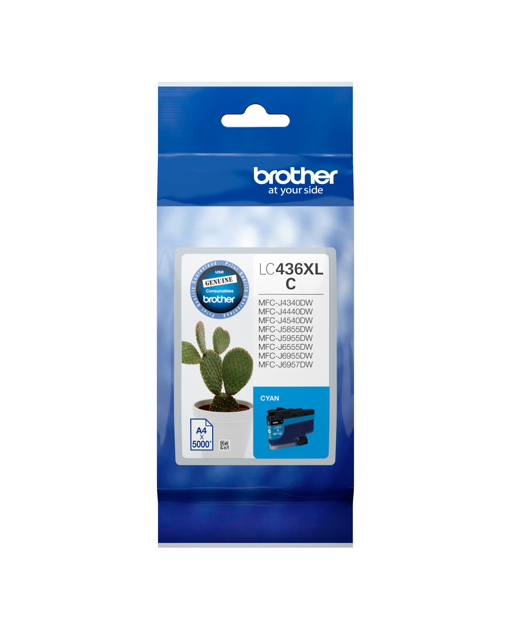 Cyan super high yield ink cartridge LC436XLC package facing front