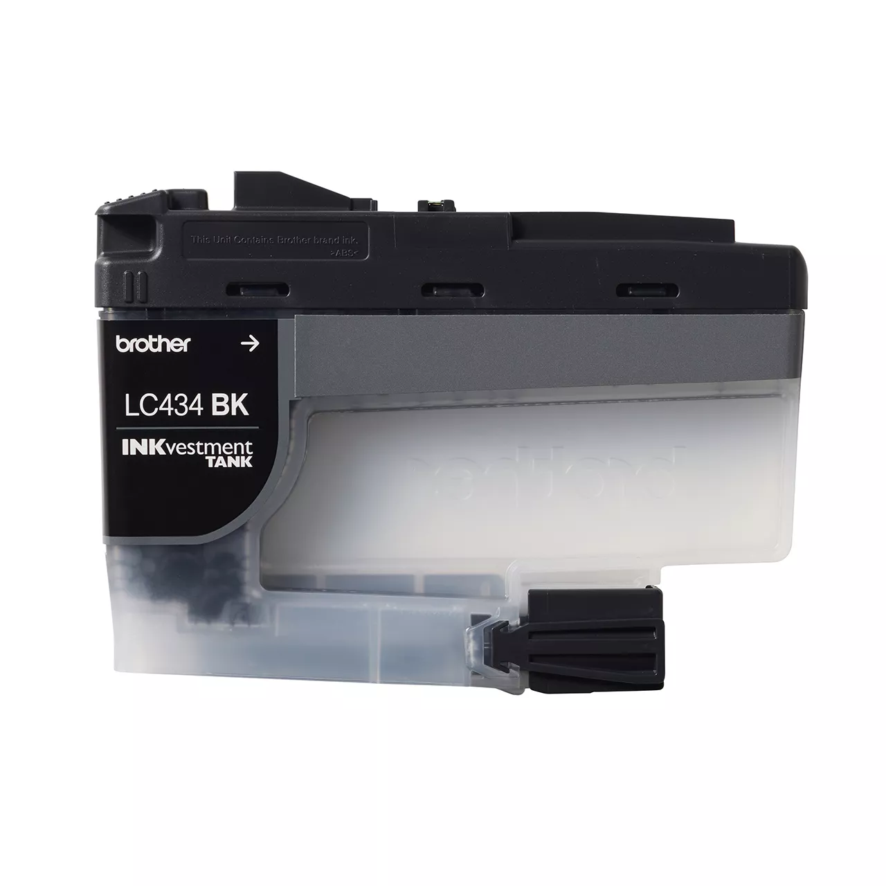 Black standard yield LC434BK ink cartridge out of packaging facing forward