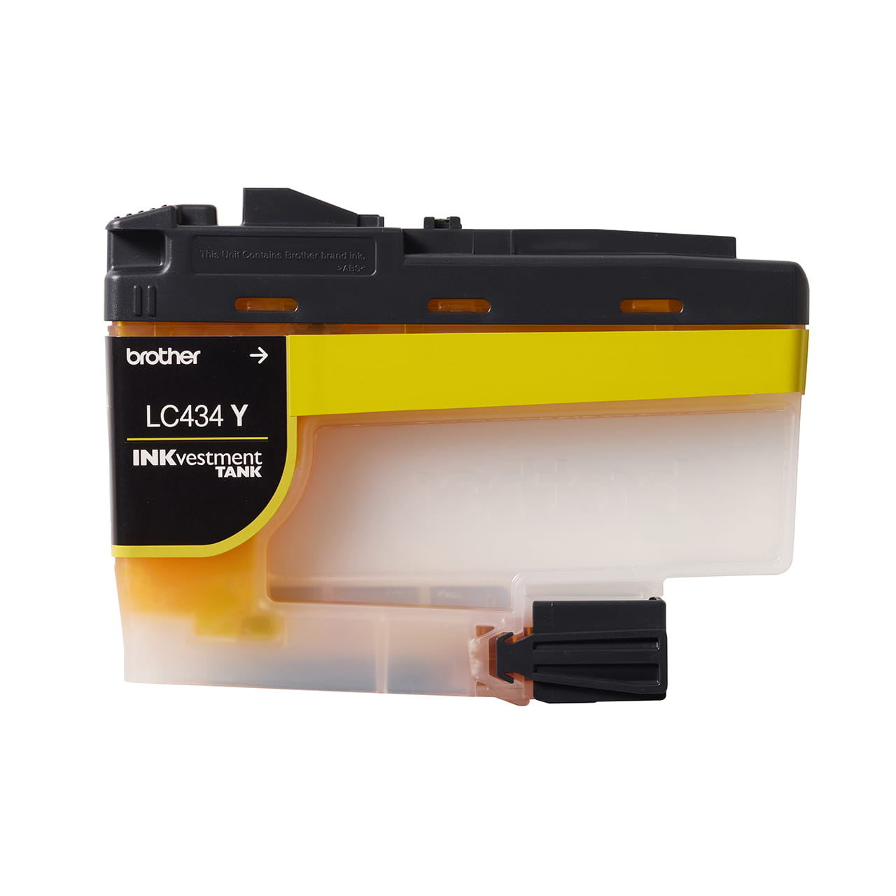 Yellow standard yield ink cartridge LC434Y open facing front