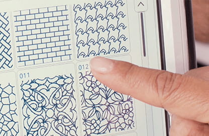 Image of the Brother Stellaire2 Innov-is XJ2 Screen showing some of the built in Deco fill stitches available in My Design Centre