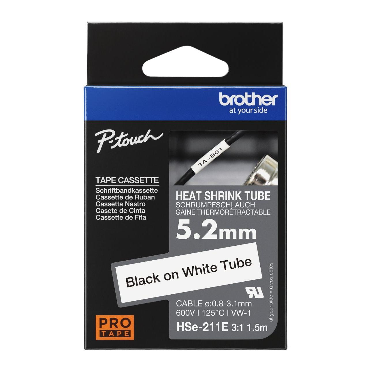 Brother HSe-211E Genuine Label Printer (Label Maker) Tape 1