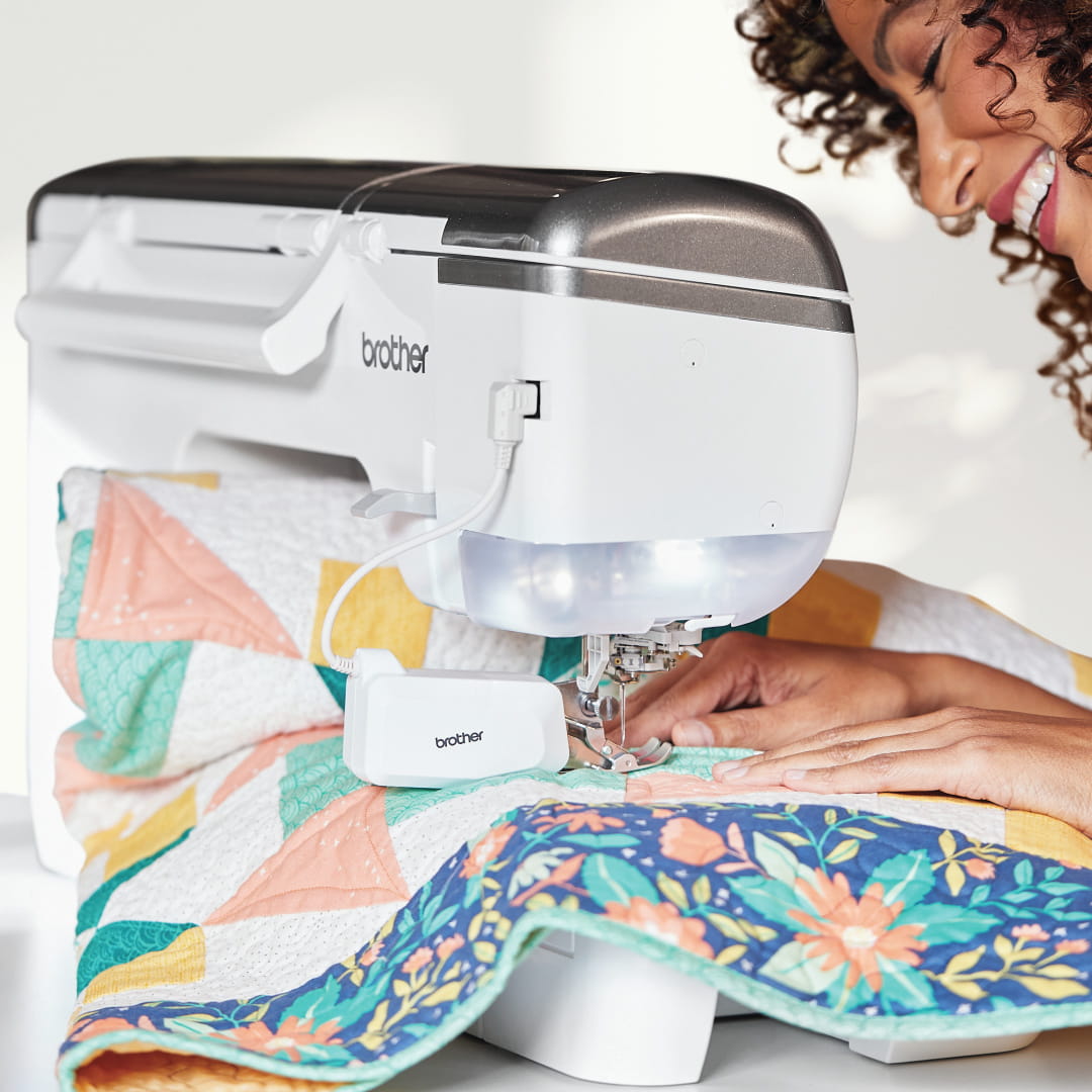 Image of the Brother Muvit Compact Dual Feed foot being used on the Brother Innov-is Stellaire2 XJ2 Sewing, Quilting and Embroidery machine