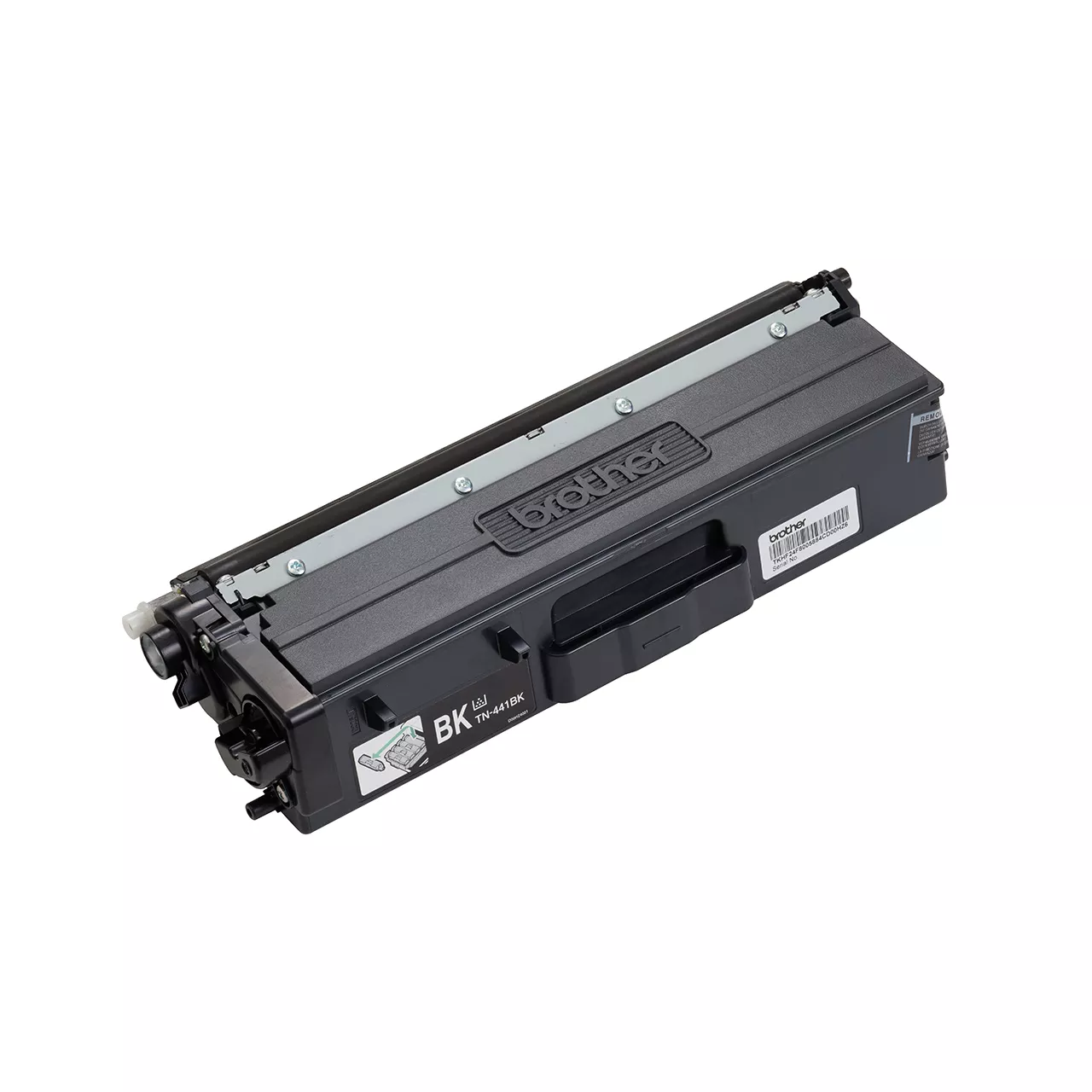 black standard yield toner cartridge tn441 out of carton facing right.