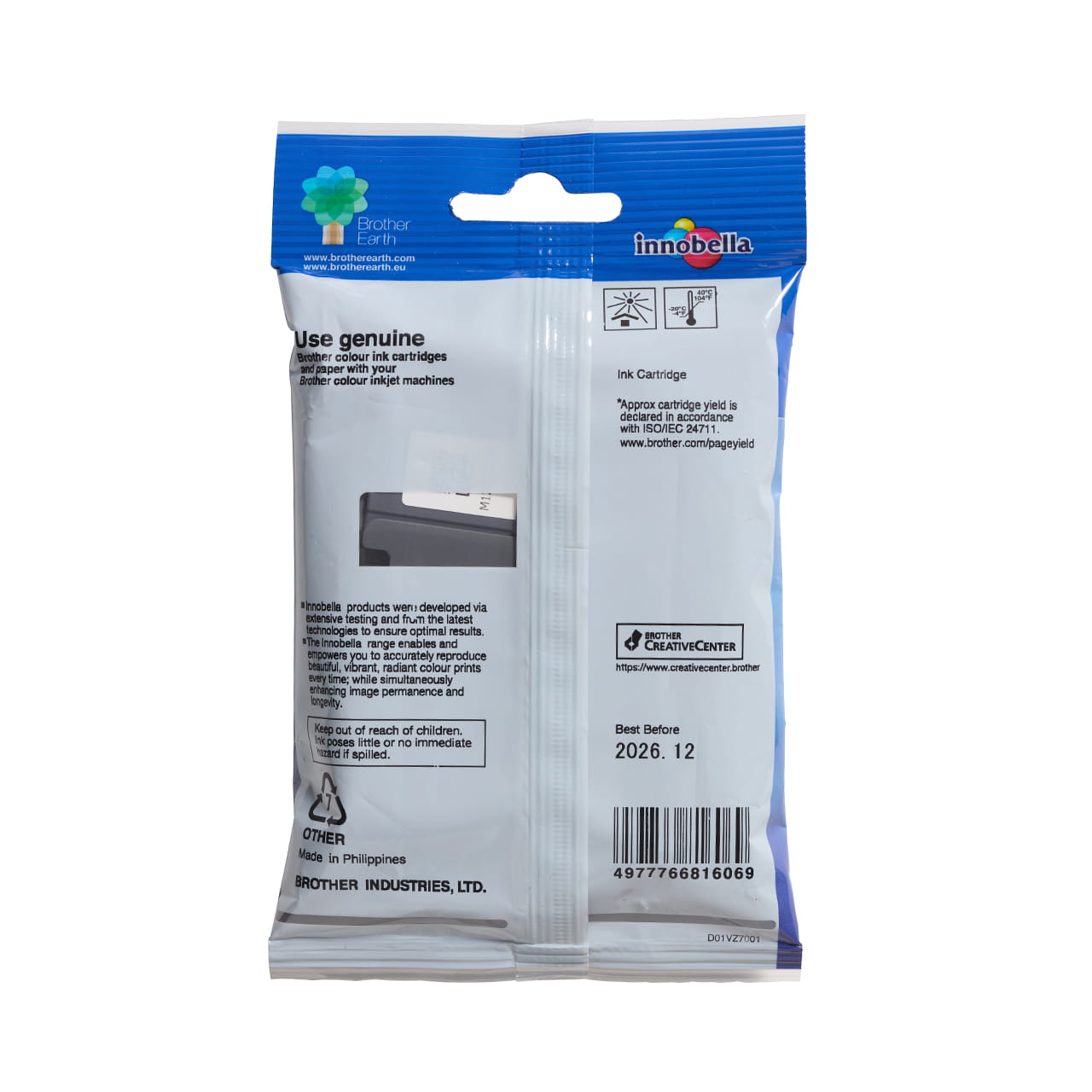 black standard yield ink cartridge LC432BK package back