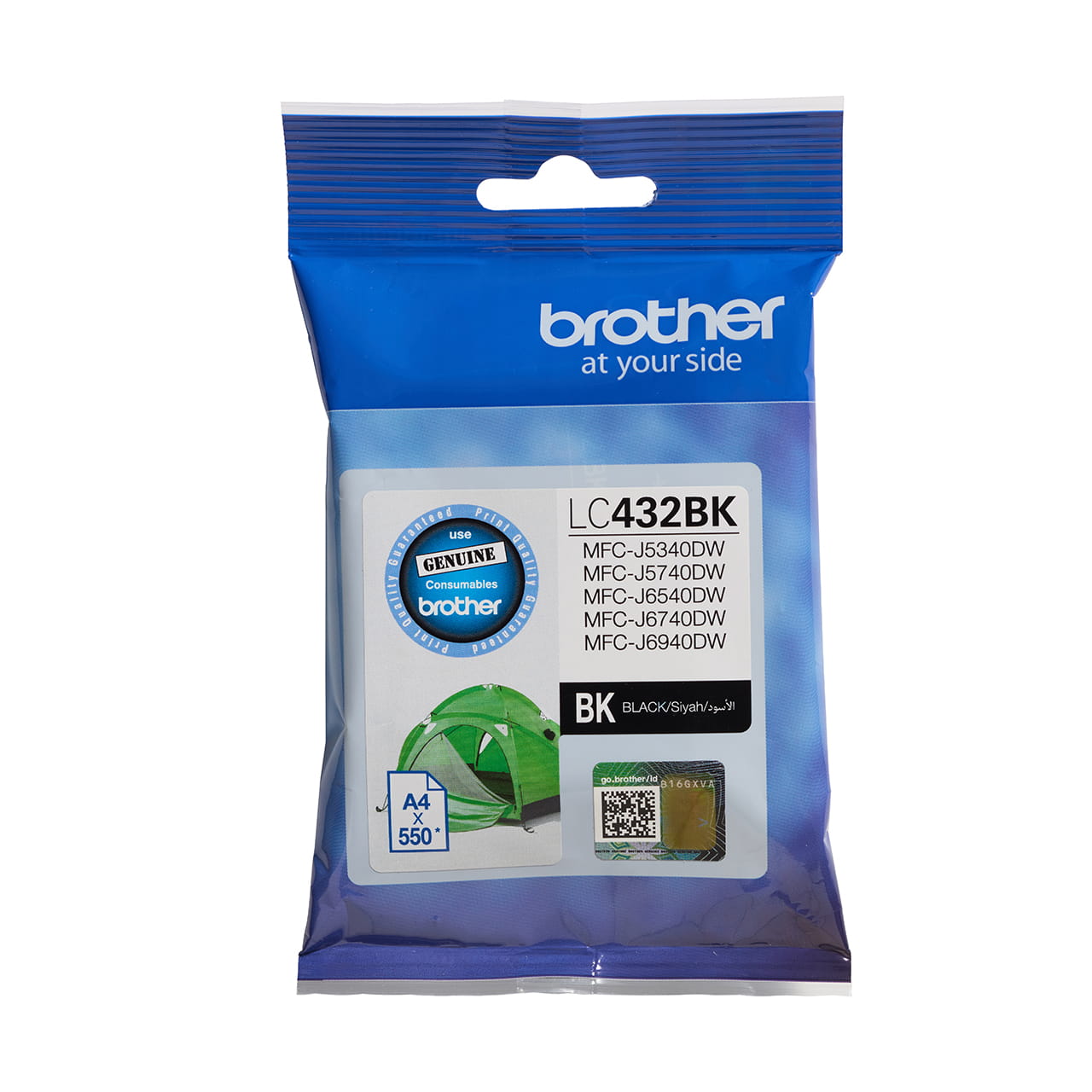 black standard yield ink cartridge LC432BK package front