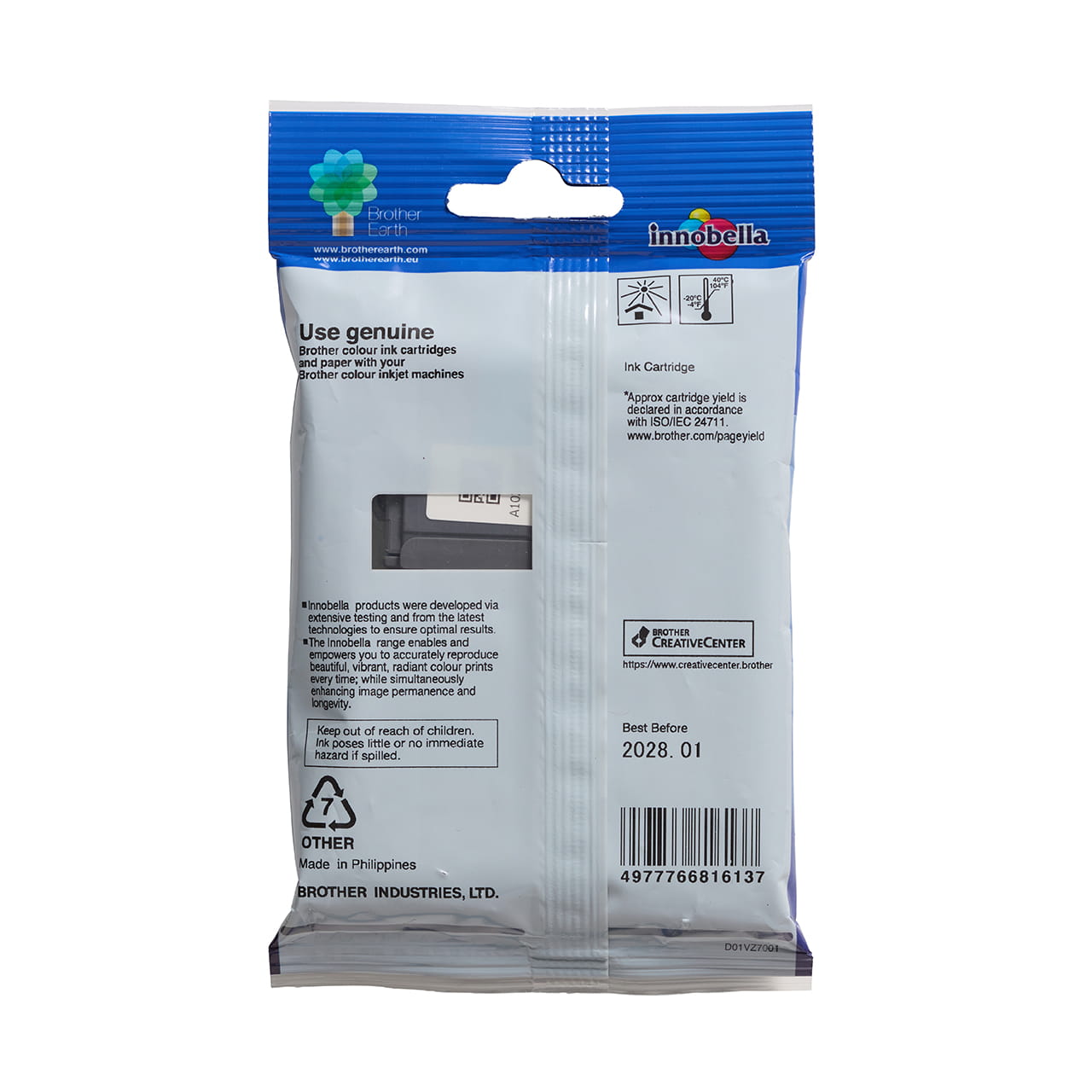 cyan high yield ink cartridge LC432XLC package back