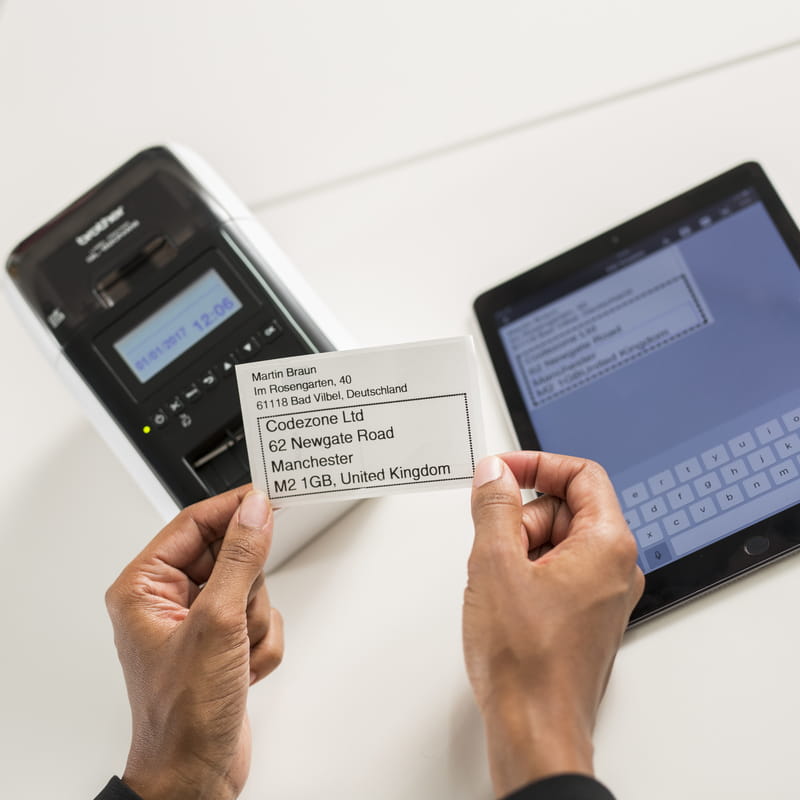 professional label printer ql-820nwb print from tablet