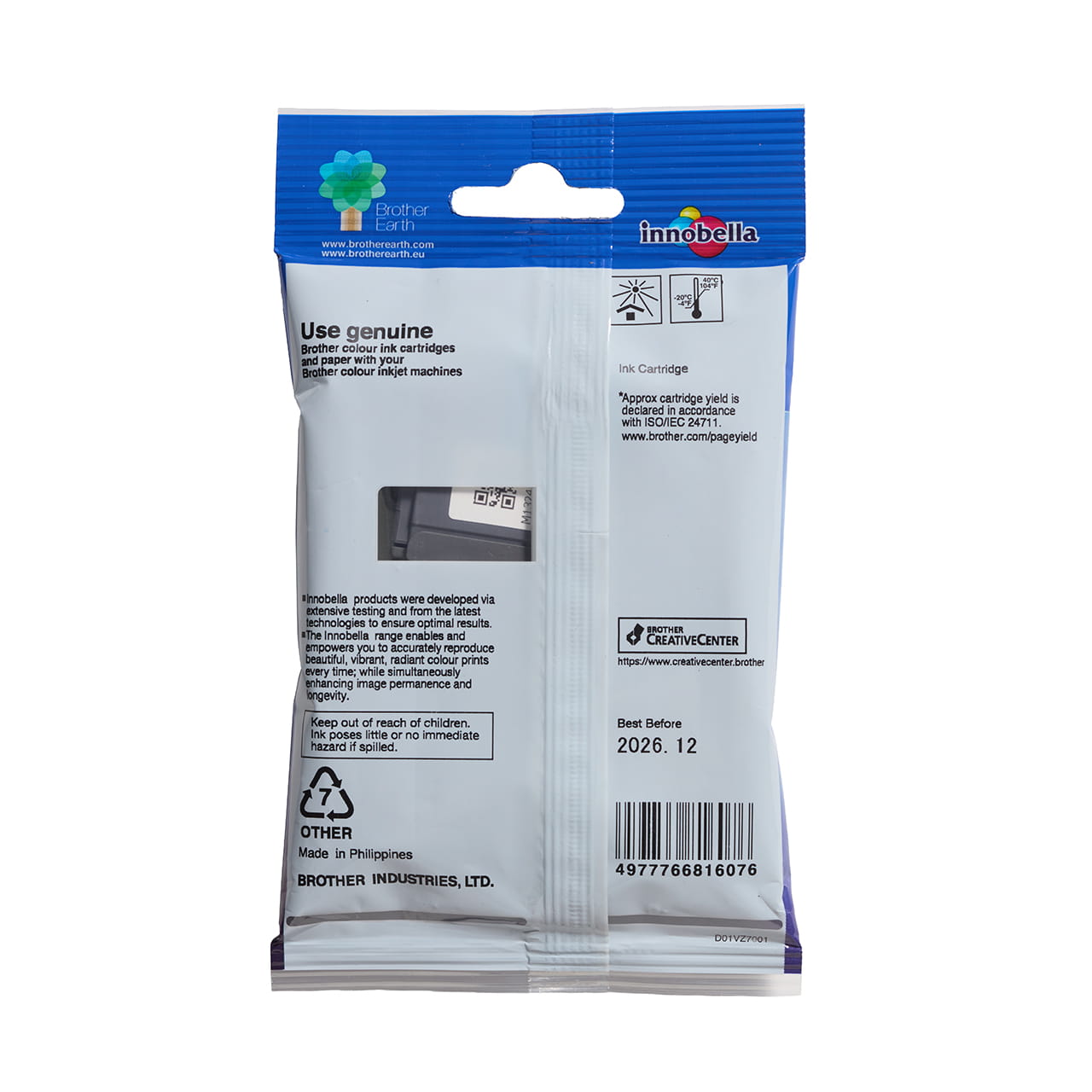 cyan standard yield ink cartridge LC432C package back