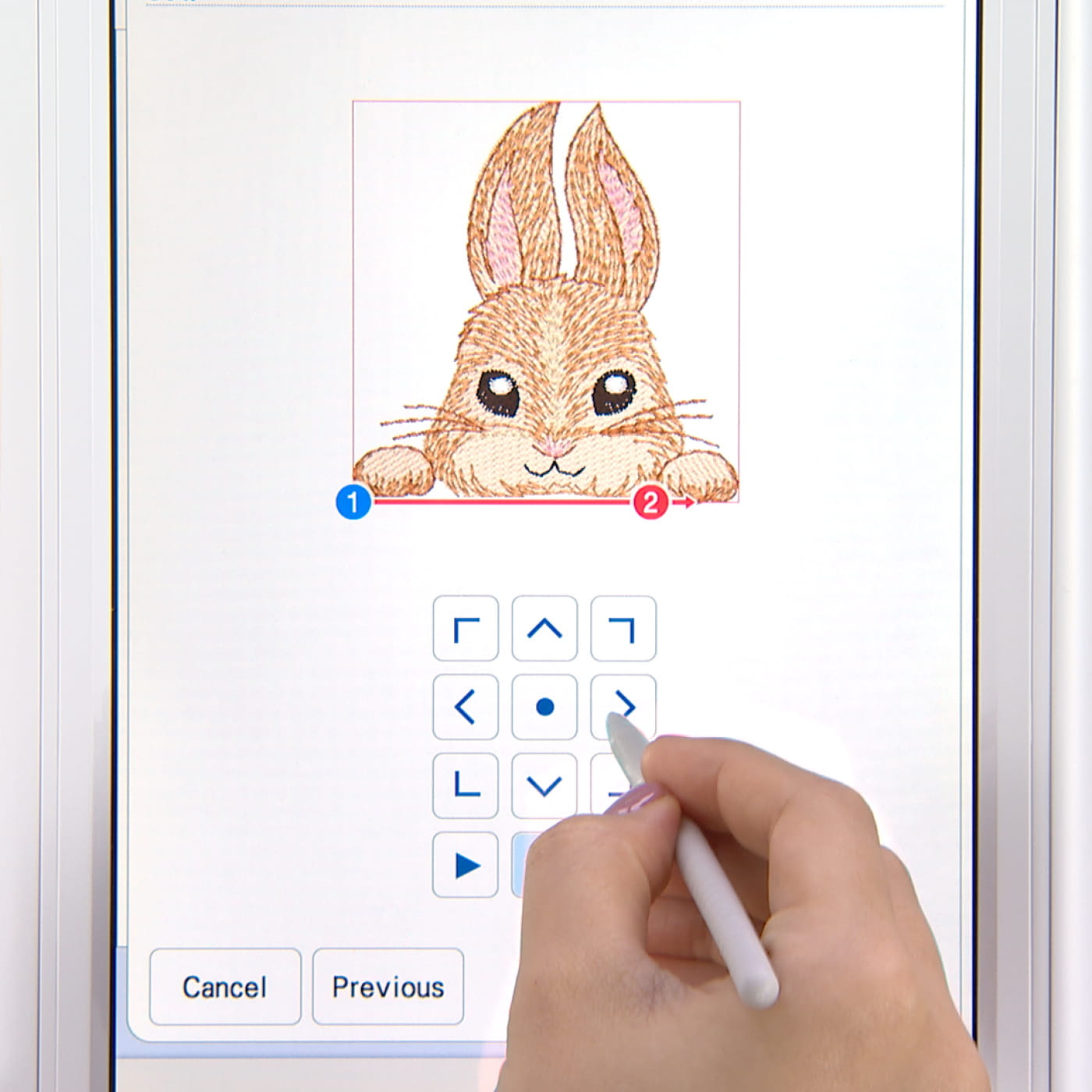 Image of the Brother 2-Point positioning function displayed on a Stellaire2 Innov-is machine screen