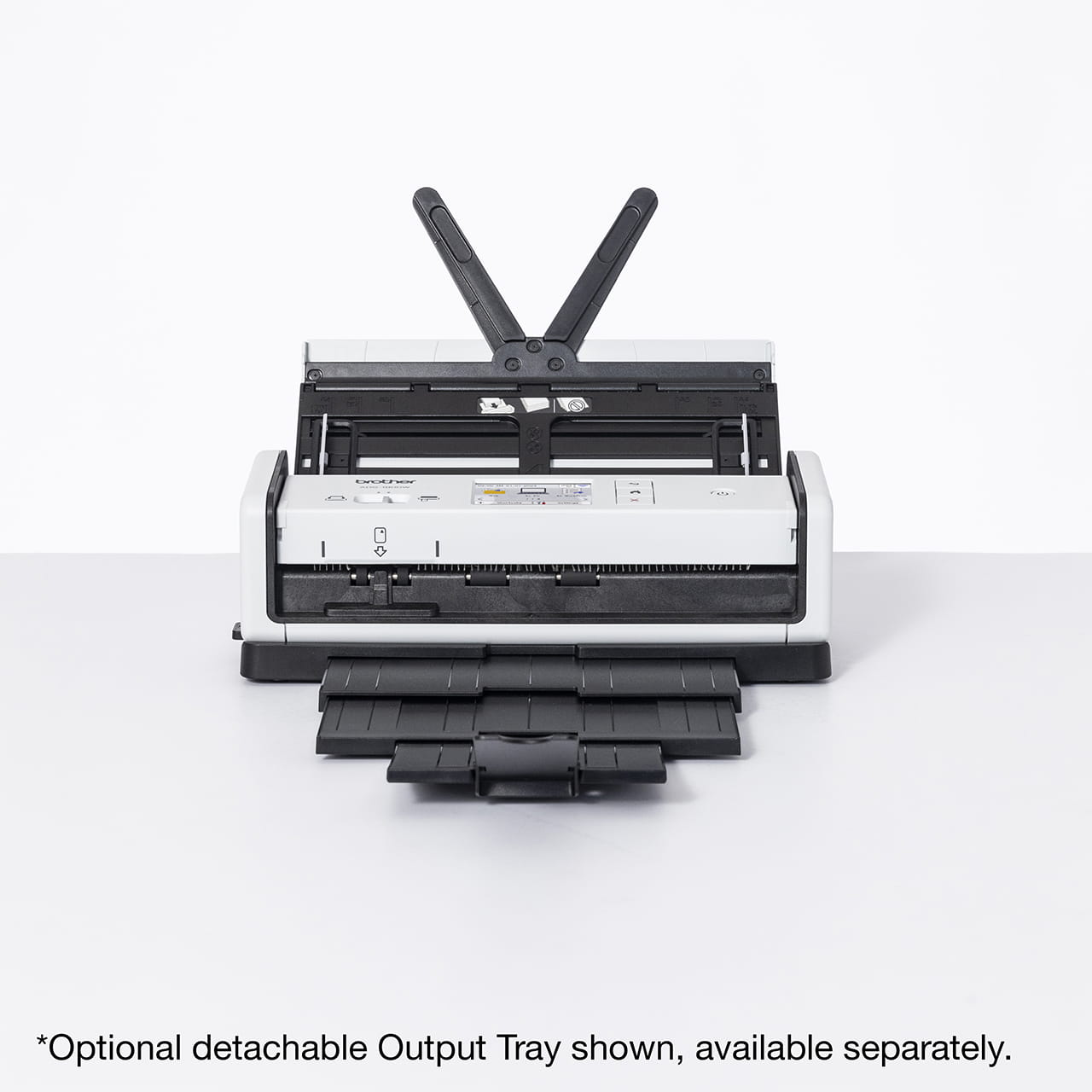 Brother ADS-1800W Scanner Front View with optional output tray