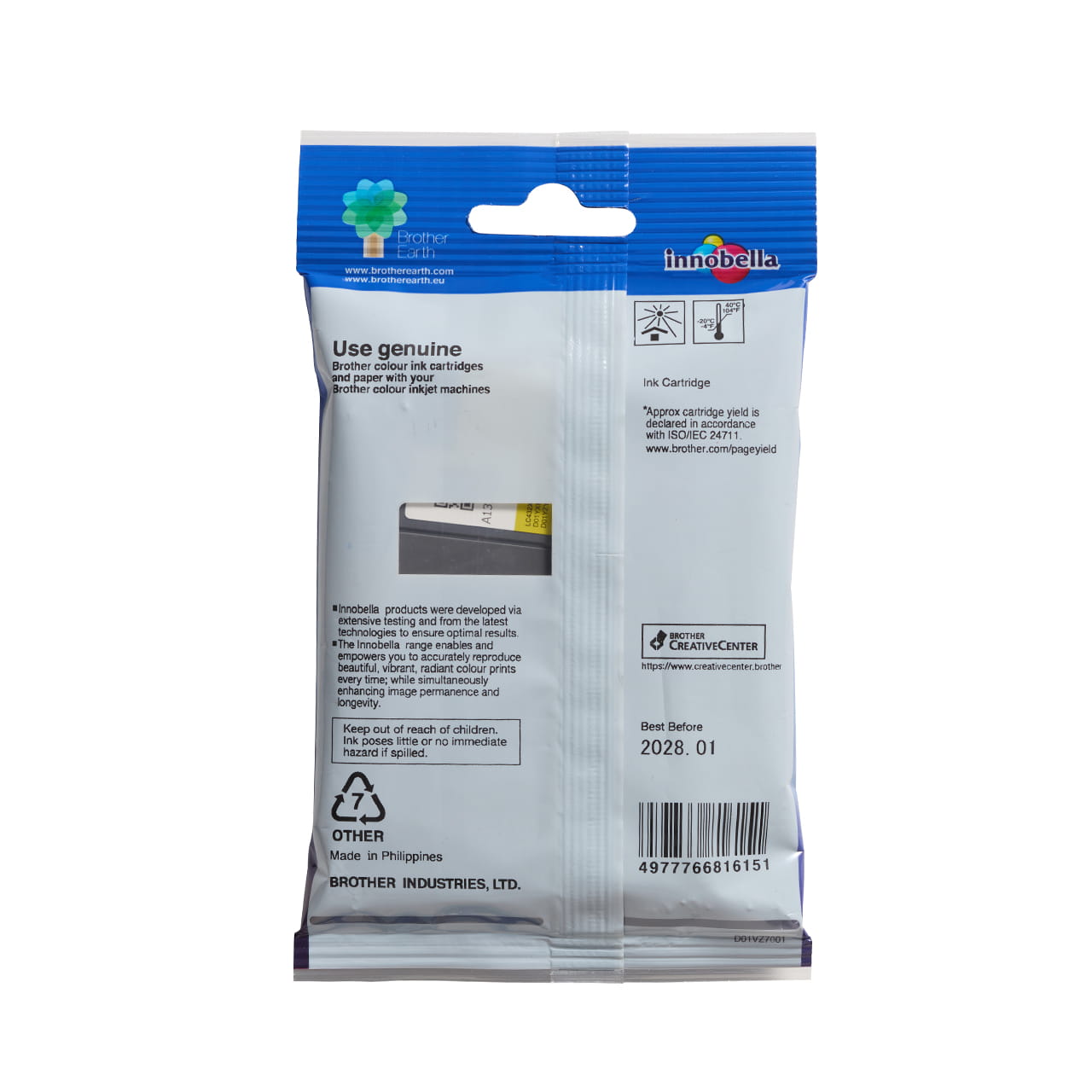 yellow high yield ink cartridge LC432XLY package back