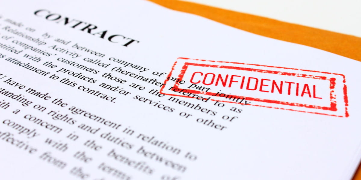 A confidential contract printed as a physical document