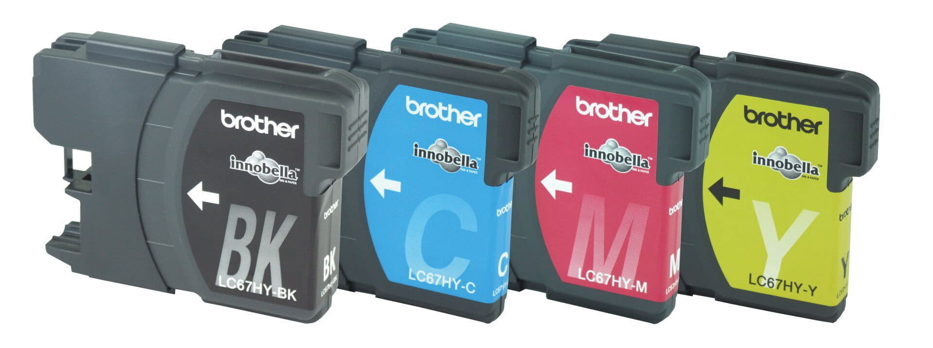 Brother inkjet printer cartridges with black, cyan, magenta and yellow ink cartridges