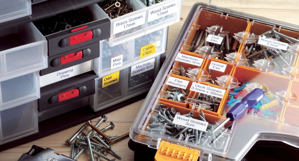 A toolbox with each item labelled. 