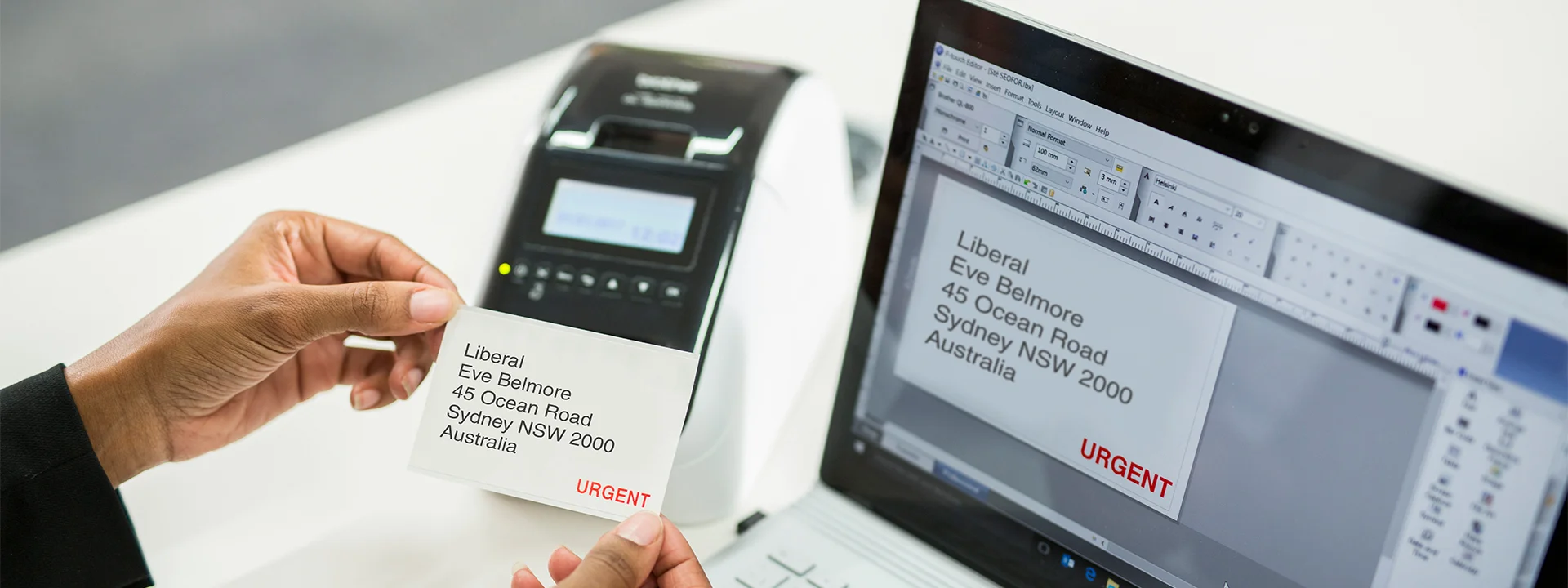 p-touch editor label design software with QL label printer