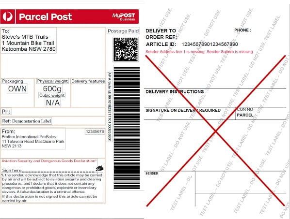 australia post shipping labels