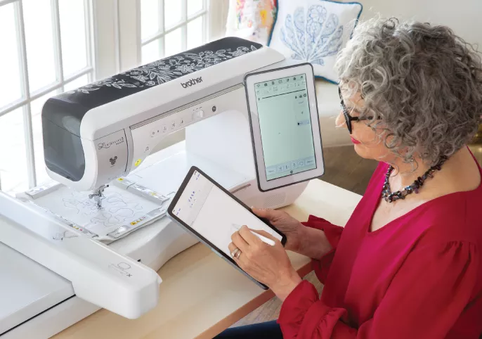 Woman using a sewing machine