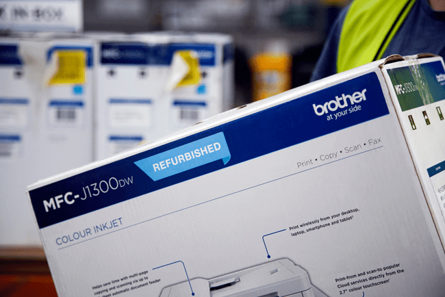 brother refurbished printer box with logo