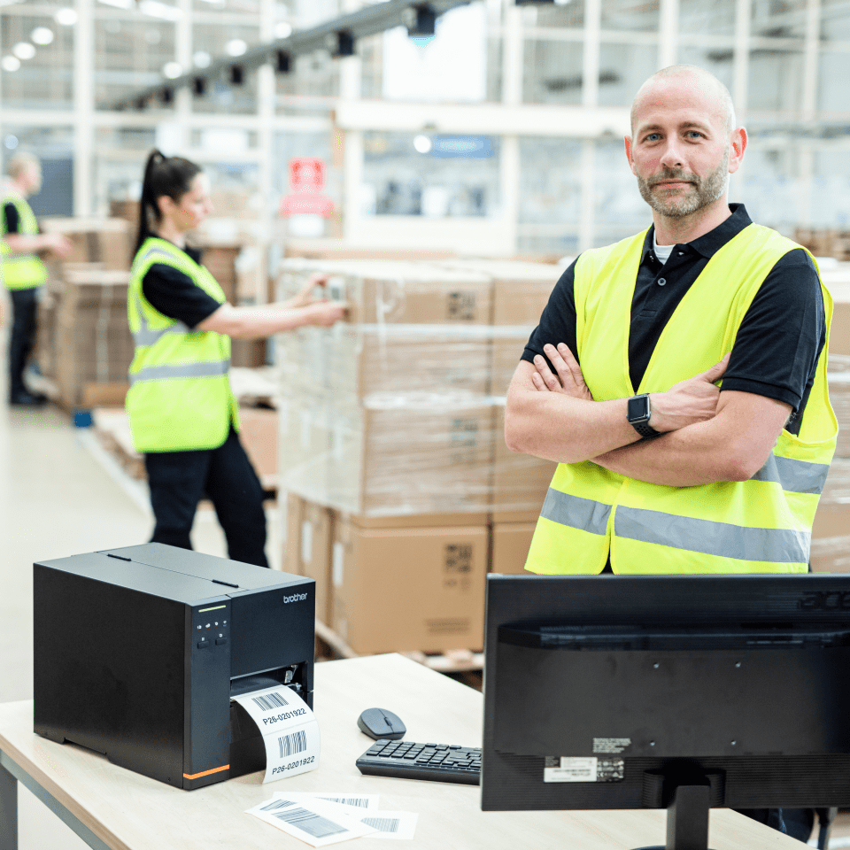 Titan industrial label printer in a warehouse