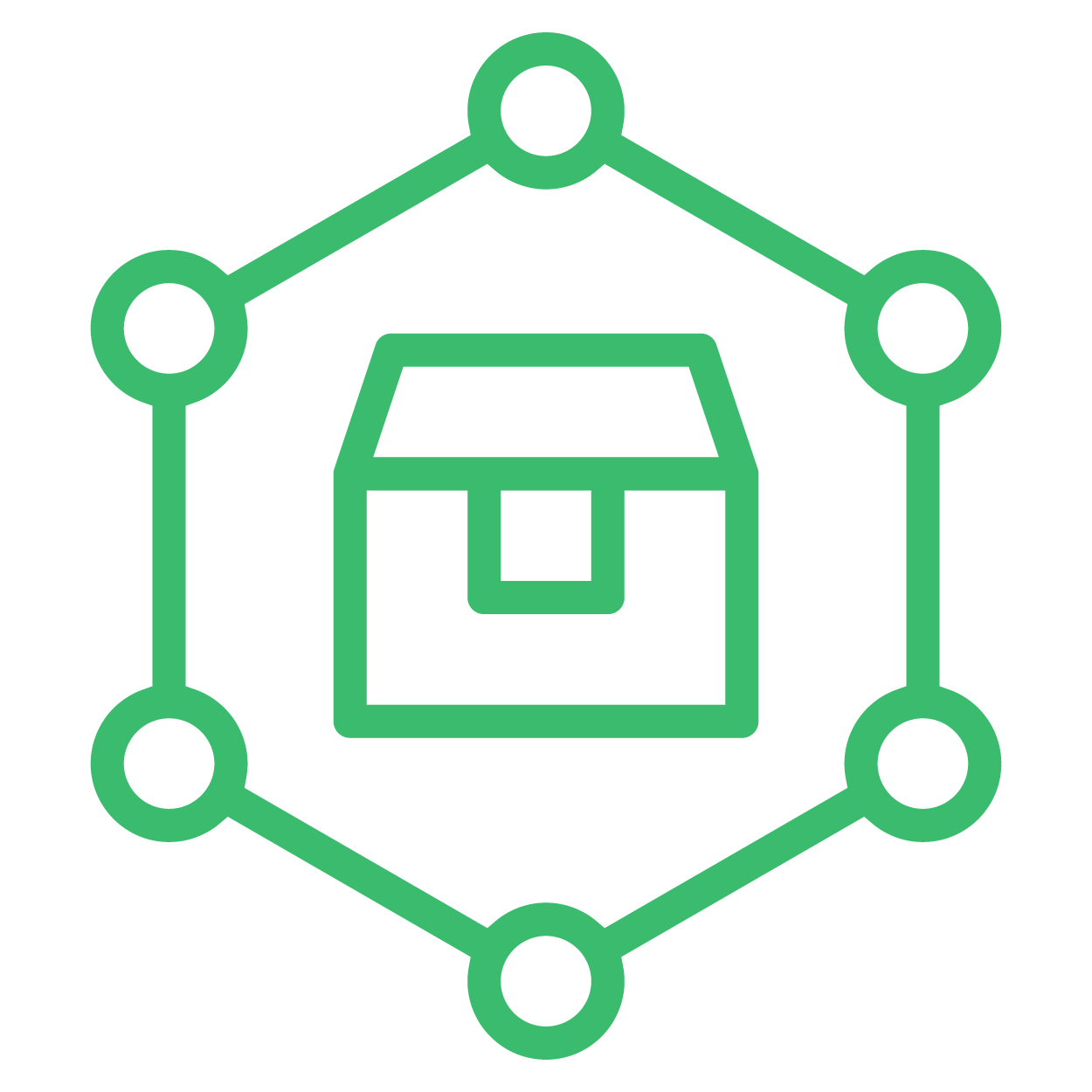 box in a hexagon shape