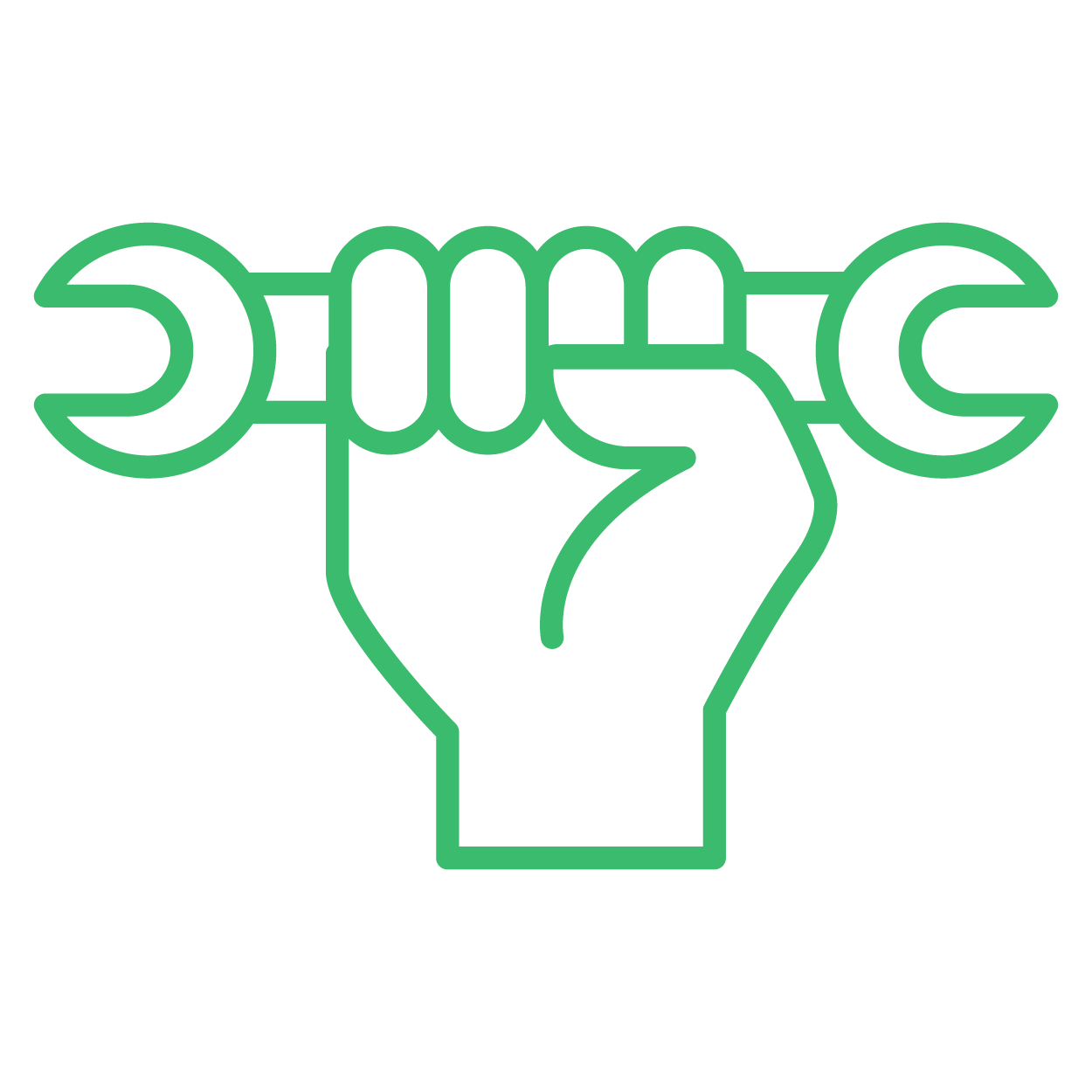 hand holding spanner 