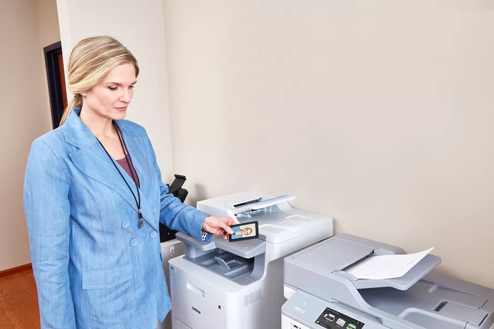 teacher using a printer