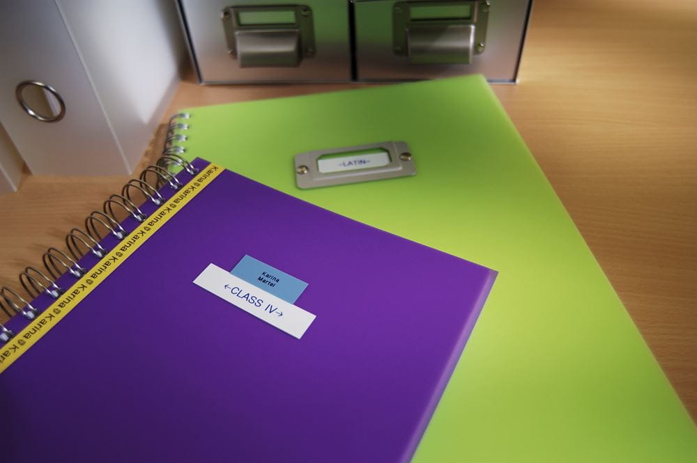 TZe name labels on notebooks