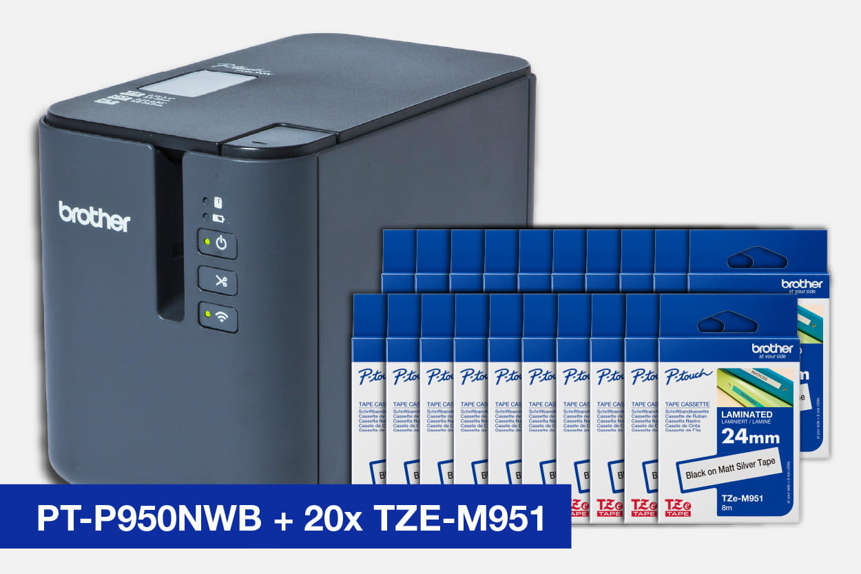 PT-P950NWB and 20 x Tze-M951 tape bundle