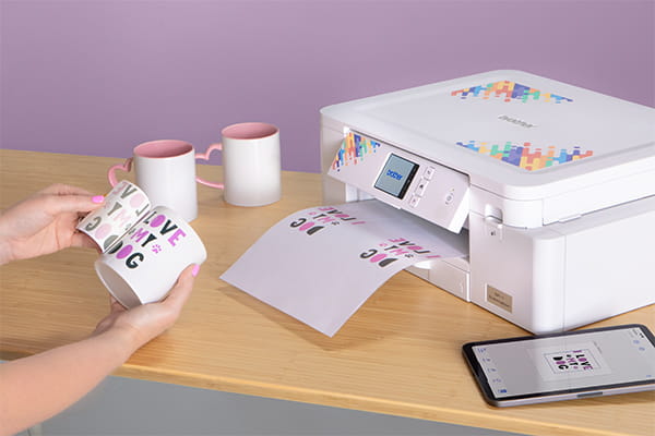 woman using a sublimation printer