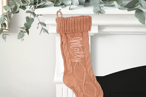 image of an embroidered Christmas stocking