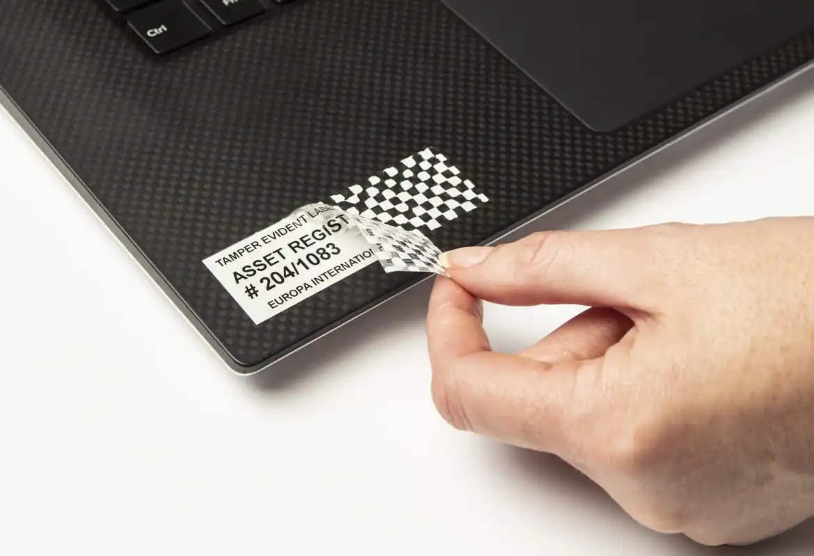 Security tape on laptop