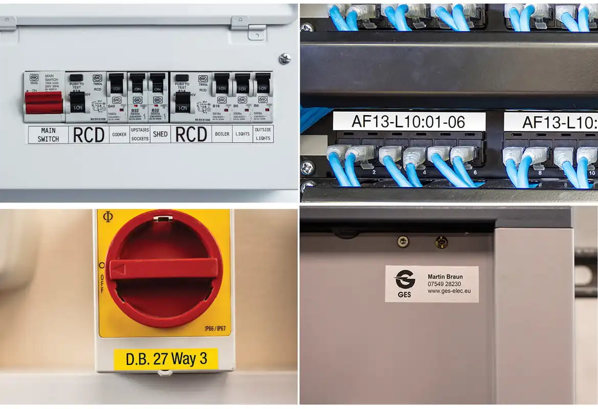 labels on different electrical application