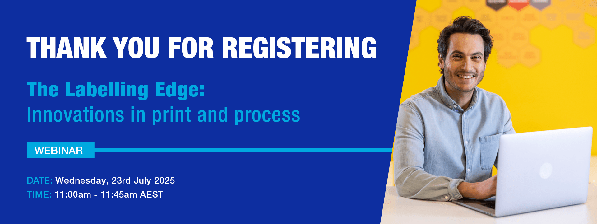 Labelling Edge webinar registration thank you banner 