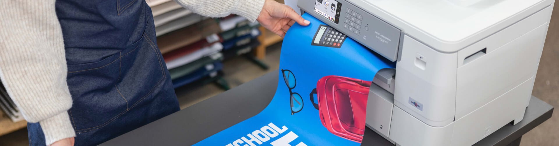 Roll printer printing a banner