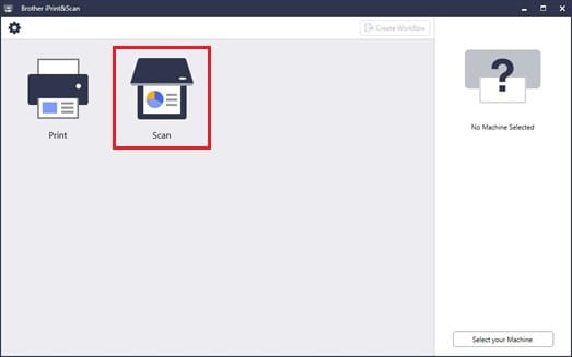 Scan button with in Brother iprint and scan