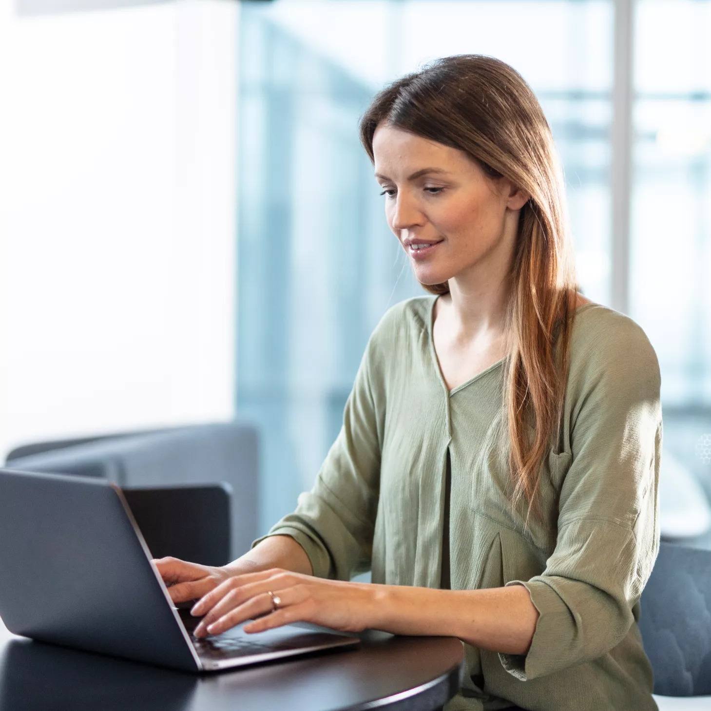 Woman using her laptop
