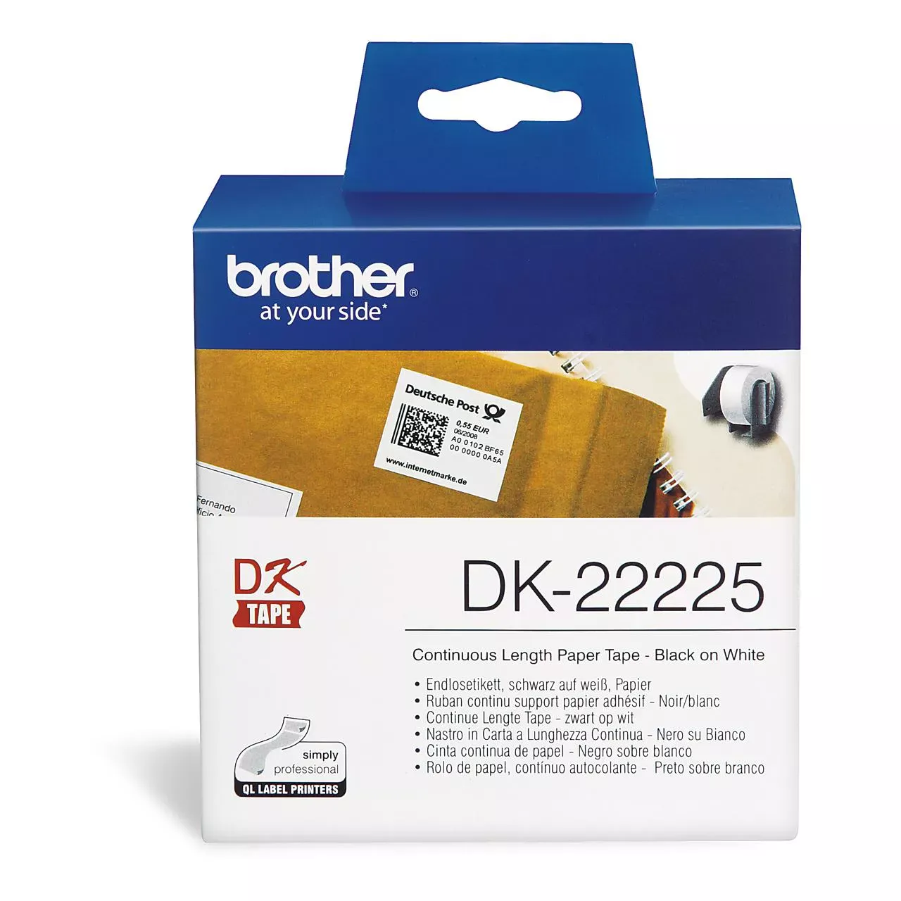 DK-22225 Genuine White Continuous Length Paper 38mm Label Roll