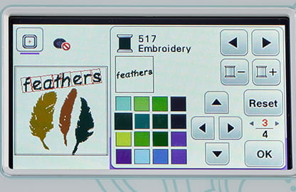 image of the Brother Innov-is M380E Embroidery machine screen depicting an custom embroidery design layout