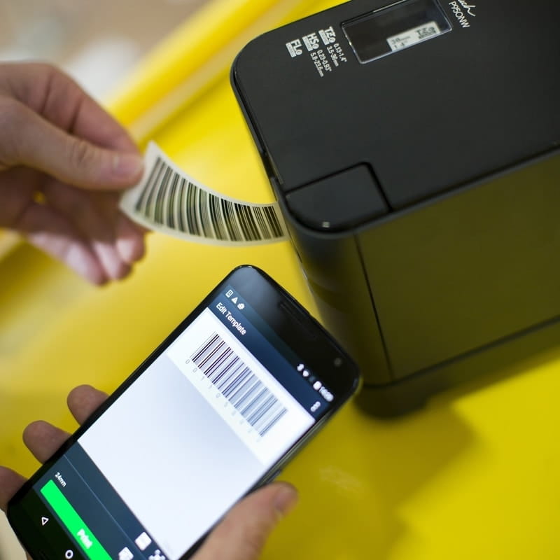 bar-code printing from mobile device brother pt-p950nw