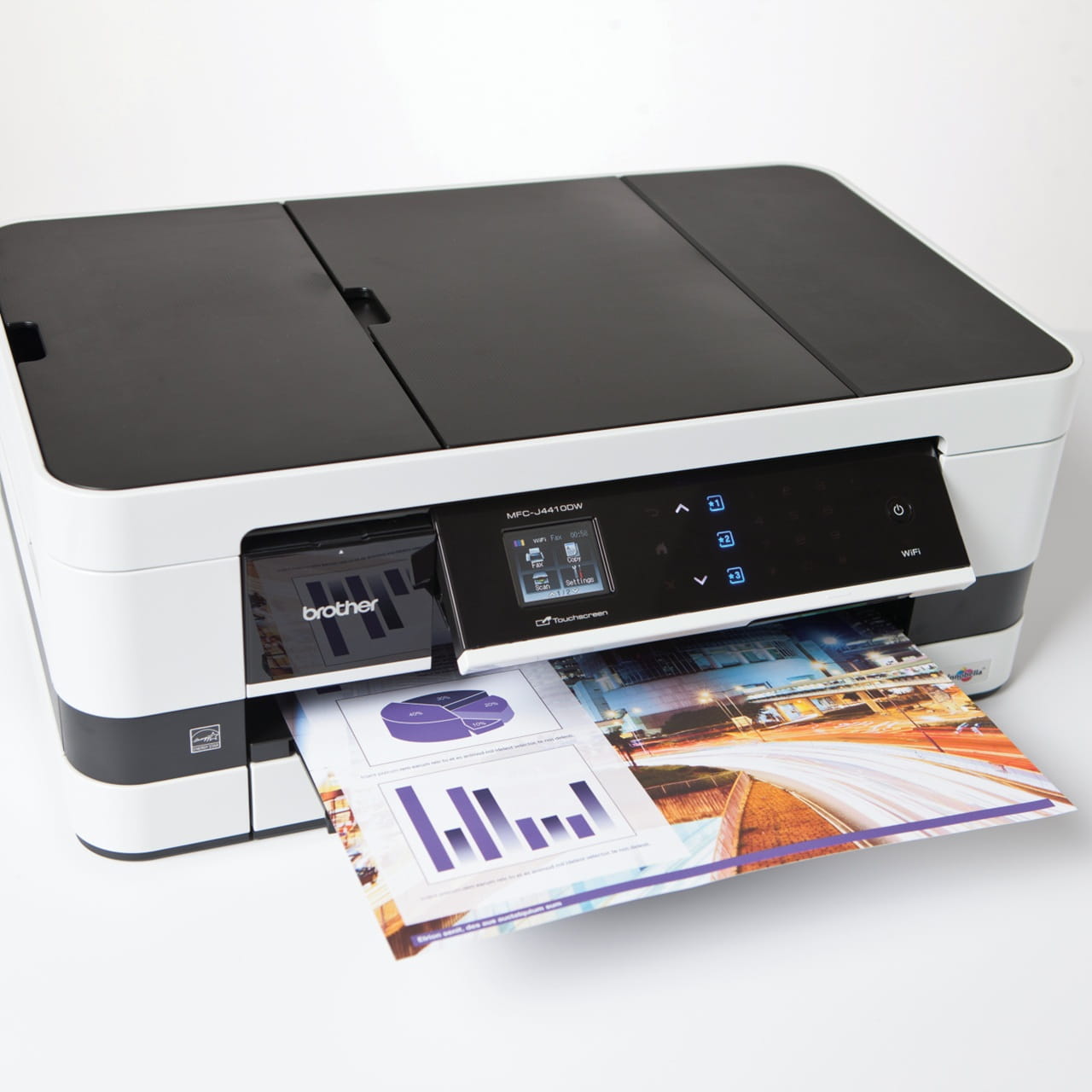 Brother MFC-J4410DW printer printing a colour page